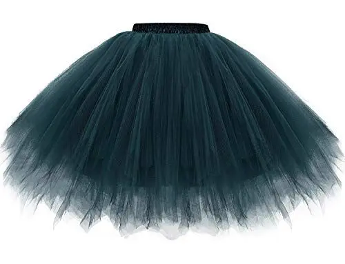Produktbild: Gardenwed Damen Petticoat 50er Rockabilly Jahre Retro Tutu Ballet Tüllrock Cosplay Crinoline Tütü Rock in Grün Ballet Tanzkleid Karneval Kostüm Rockabilly in Grün Dark Green S