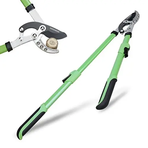 Produktbild: GARDENWORK Teleskop Astschere(69-97CM),Schwere Amboss Astschere mit Sechs Sektionen von Versenkbaren Knöpfen, Klinge aus SK5-Legierung mit Rutschfestem Griff, Schneidet Bäume bis zu 5CM