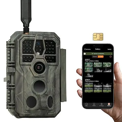 Produktbild: GardePro X50 4G LTE Wildkamera mit SIM-Karte und App, 32MP 1296P H.265 Video, No Glow Nachtsicht Bewegungsmelder, 4G Jagdkamera Wildtierkamera Handyübertragung, IP66 Fotofalle