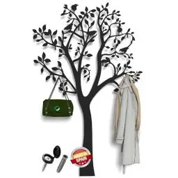 Produktbild: Garderobenpaneel schwarz metall 170х107cm | garderobenhaken 6 Stk. flur möbel | garderobe baum design | kleiderhaken garderobe schwarz matt | aufhänger für kleidung | garderobe wandpaneel