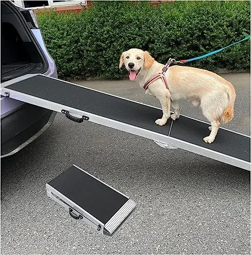 Produktbild: gardhom Hunderampe 213,5x38cm Ausziehbare Teleskoprampe Bis zu 180 kg rutschfest Hundetreppe für Große und Kleine Hunde Geeignet für Große und Kleine Hunde die ins Auto Einsteigen