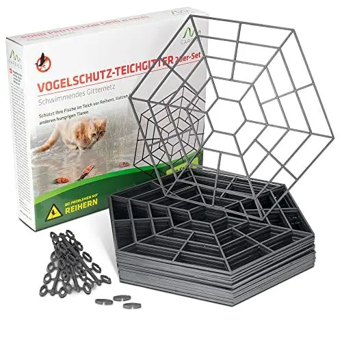 Produktbild: Gardigo Teichgitter 20er Set I Reiherschreck Gartenteich | Vogelabwehr Katzenabwehr I Schutz vor Fischdieben I Teichschutzgitter gegen Reiher und Katzen | Fischreiher Abwehr im Teich | Schutzgitter