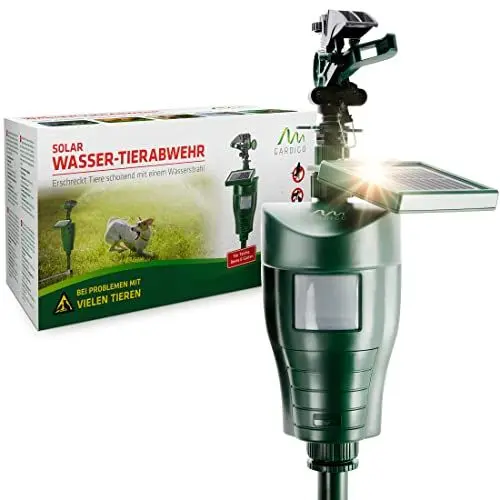 Produktbild: GARDIGO® Wasserstrahl Tiervertreiber Solar I Solarbetriebene Vogelabwehr I Reiherschreck und Katzenschreck für Garten | PIR-Bewegungsmelder I Reichweite bis zu 10 m I Vogelschreck Katzenabwehr