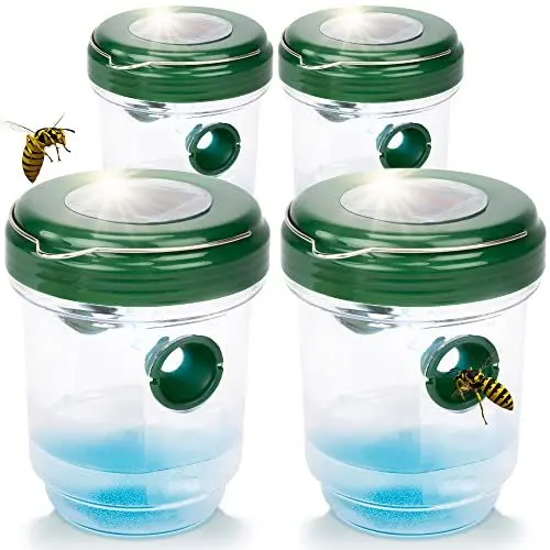Produktbild: GARDIGO® Wespenfalle und Mückenfalle Solar 2 in 1-4er Set I Wespen Abwehr und Mückenschutz für Drinnen und Draußen I LED Licht zum Anlocken von Mücken I Insektenfalle I Mückenabwehr, Wespenabwehr