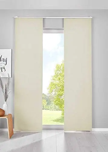Produktbild: Gardinenbox 2er Set Verdunkelung Schiebegardinen »Newyork« HxB 245x60 cm Beige Flächenvorhänge Paneelwagen Blickdicht Thermo-Schiebevorhang, 202020680-2