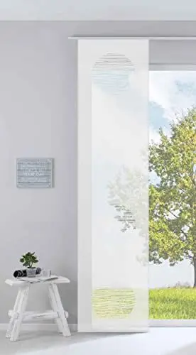 Produktbild: Gardinenbox Moderner Flächenvorhang Raumtrenner Schiebegardine »Kreis« HxB 245x60 cm Weiß aus hochwertigem Ausbrenner-Stoff mit Paneelwagen Beschwerungsstange, 85612