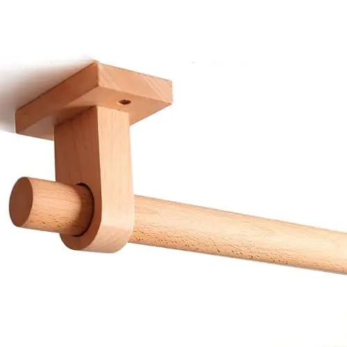 Produktbild: Gardinenstangen-Set aus Holz Für Windows, 29mm Durchmesser Dekorativ Vorhangstange Mit 2 Halterung Und Schrauben Schwerlast Einzel Gardinenstangen Für Schlafzimmer Küche Fenster Tür-A-140CM