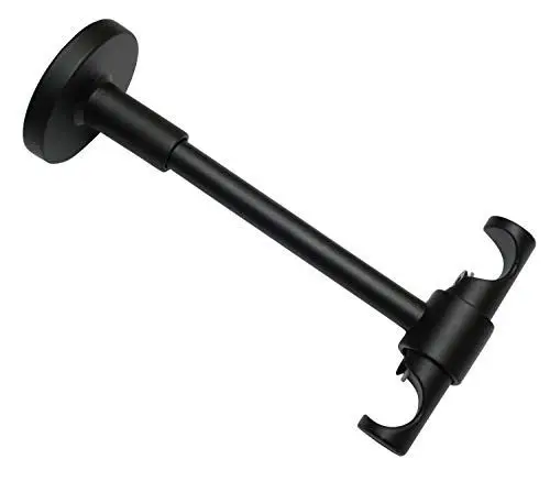 Produktbild: GARDINIA Deckenträger für Gardinenstangen, 2-läufig, Offen, Drehbar, Wandabstand: 13 cm, Serie Memphis, Ø 16 mm, Metall, Schwarz-Matt