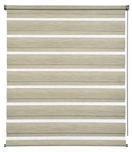 Produktbild: GARDINIA Doppelrollo de luxe, Duo-Rollo, Seitenzugrollo, Transparente und blickdichte Streifen, Verstellbar, 50 x 180 cm, Cappuccino-melange