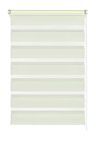 Produktbild: GARDINIA Doppelrollo zum Klemmen oder Kleben, Duo-Rollo ohne Bohren, Seitenzugrollo, Transparente und blickdichte Streifen, Creme, 100 x 150 cm