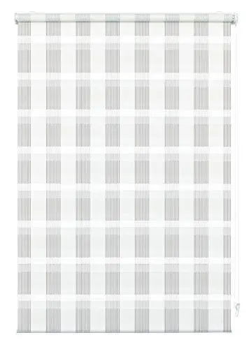 Produktbild: GARDINIA Doppelrollo zum Klemmen oder Kleben, Duo-Rollo ohne Bohren, Seitenzugrollo, Transparente und blickdichte Streifen, Karo weiß, 75 x 150 cm