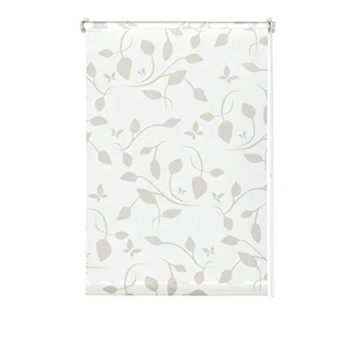 Produktbild: GARDINIA EASYFIX Dekor Scandinavian Rollo ohne Bohren, Zum Kleben oder Klemmen, Blickdicht, Lichtdurchlässig, Weiß/Natur, 80 x 180 cm