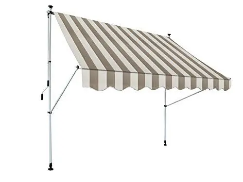 Produktbild: GARDINIA Klemmmarkise Föhr zum Kurbeln, Sonnenschutz für Terrassen oder Balkone, 250 x 150 cm, Kurbellänge: 125 cm, Beige/Weiß