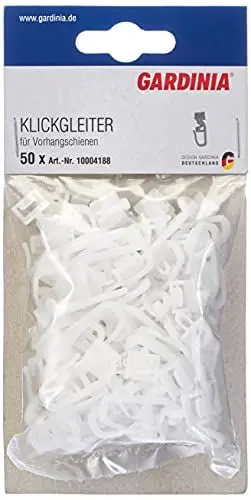 Produktbild: GARDINIA Klickgleiter mit Gardinenhaken (Faltenlegehaken), Für Vorhangschienen GE und P2Ü, Kunststoff, Weiß, 50 Stück