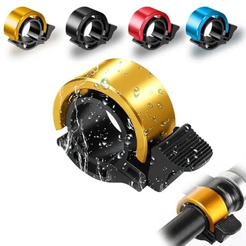Produktbild: Garegce Fahrradklingel, Mini Fahrrad Klingel Laut, Fluminiumlegierung Fahrradglocke Laut Bicycle Bell, 22-22.8mm Lenker Mini-Fahrradklingel, für Rennräder, Mountainbike und Roller - Gold