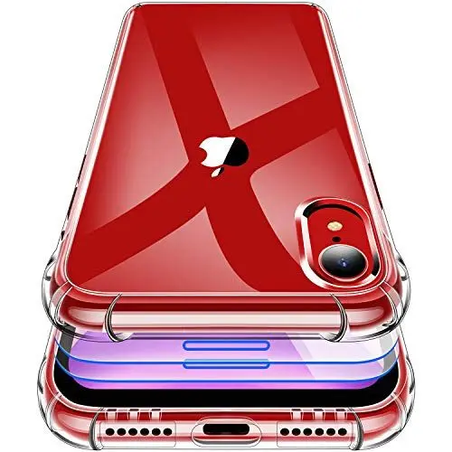 Produktbild: Garegce Hülle für iPhone XR mit 2 Stück Panzerglas, Handyhülle iPhone XR Transparent Silikon Stoßfest, TPU Weiche Bumper Kratzfest Case Cover Durchsichtig Schutzhülle für iPhone XR - 6.1 Zoll - Klar