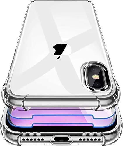 Produktbild: Garegce Hülle für iPhone XS Hülle, iPhone X Hülle mit 2 Stück Panzerglas Schutzfolie, Handyhülle iPhone XS/X Transparent Silikon Weiche TPU Stoßfest Kratzfest Bumper Schutzhülle - 5.8 Zoll - Klar