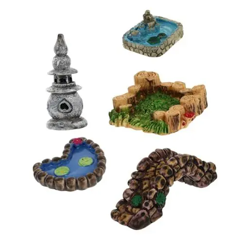 Produktbild: GARIOUANS 5 Stück Miniatur Gartenfiguren Teiliges Landschafts Resin für Balkon Garten Teichzubehör Langlebig und Leicht Hochwertige Verarbeitung