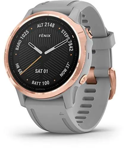 Produktbild: Garmin Fenix 6S Sapphire Roségold mit Silikonarmband grau 010-02159-21