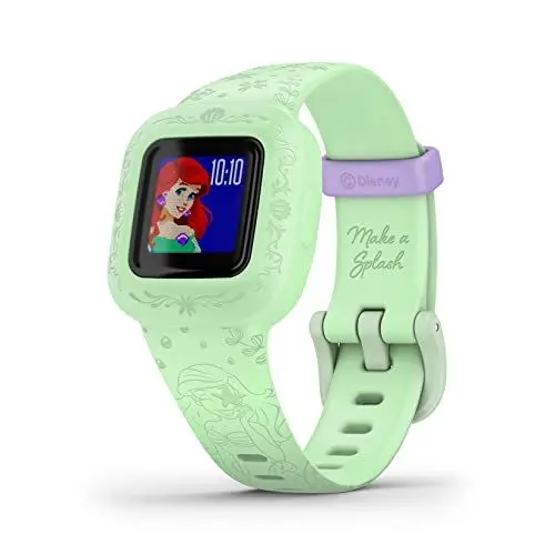 Produktbild: Garmin vívofit jr. 3 Disney Prinzessin Arielle – wasserdichter, digitaler Aktivitätstracker für Kinder ab 4 Jahren, Schrittzähler, großes 1,4 cm Display, Notfallkontakt, bis zu 1 Jahr Batterie, Quiz