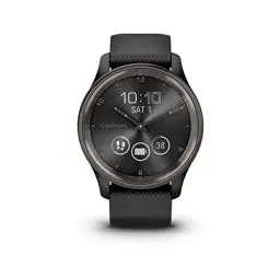 Produktbild: Garmin vívomove Trend – Hybrid-Smartwatch mit analogen Zeigern und Touchdisplay. Fitness-/Gesundheitsfunktionen, Schlafanalyse, Garmin Pay, Smartphone Benachrichtigungen und bis zu 5 Tage Akkulaufzeit