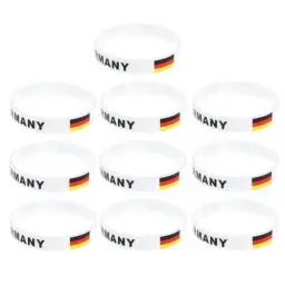 Produktbild: Garneck 10Pcs Deutschland Land Flagge Silikon Armband Gummi Sport Armband Manschette für Souvenir Fan Supporter Fußball Fußball Athletics Gymnastik Hockey
