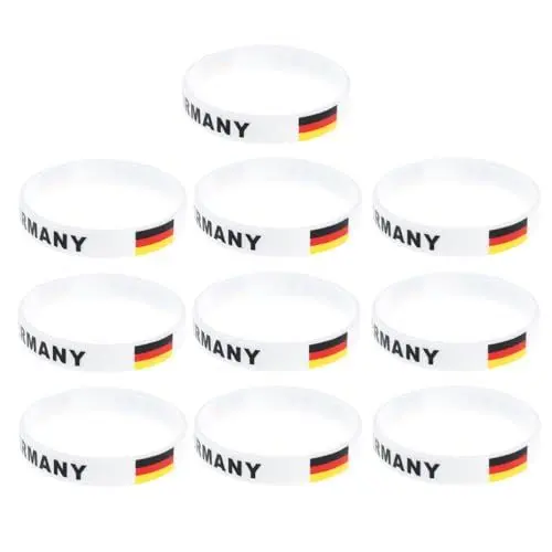 Produktbild: Garneck 10Pcs Deutschland Land Flagge Silikon Armband Gummi Sport Armband Manschette für Souvenir Fan Supporter Fußball Fußball Athletics Gymnastik Hockey