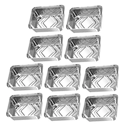 Produktbild: Garneck 10St Lunchbox aus Alufolie Fettbehälter Air Fryer Ofenpfanne Grill Fettauffangschalen wiederverwendbare grillschalen bagettebackform Pfannen aus Alufolie Backformen Silver