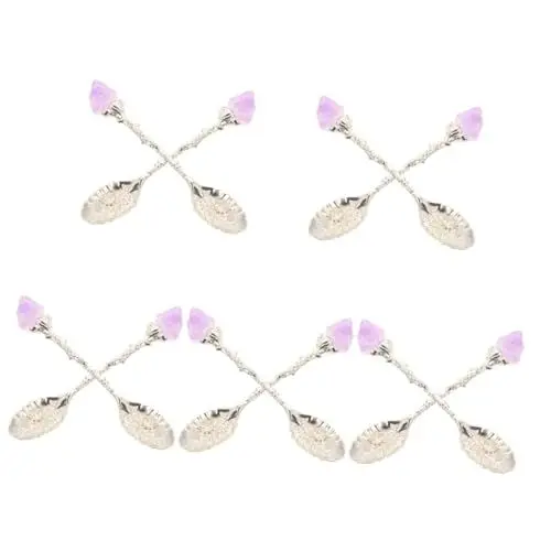 Produktbild: Garneck 10 Stk Amethyst-Löffel ice cream scoop spoon set t.s.o.p Servierlöffel dekorative Teelöffel Kuchenschaufel Kaffeelöffel aus Metall Rostfreier Stahl Kuchenlöffel Rührlöffel
