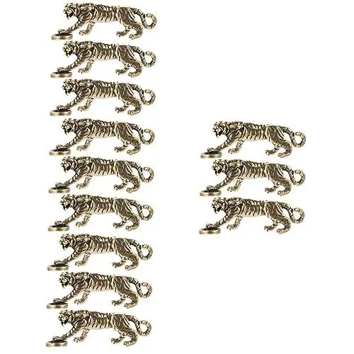 Produktbild: Garneck 12 STK Kreative Dekoration des Tigerleoparden Exquisites Tigerdekor Tiger-modellierhandwerk Chinoiserie-dekor Antike Tigerstatue Tiger-dekor Tiger-schmuck Mini-tigerfiguren Messing