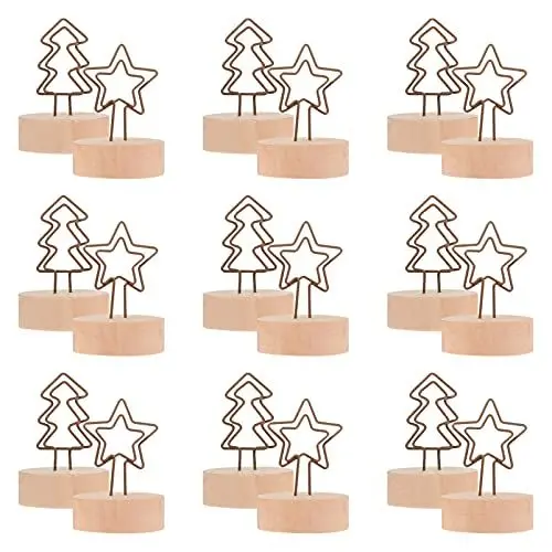 Produktbild: Garneck 12 Stücke Tischnummer Kartenhalter Stern Baum Form Tisch Foto Halter Metalldraht Tisch Bild Standplatz Platz Kartenhalter Menü Clips für Hochzeit Büro Weihnachten Party Dekoration