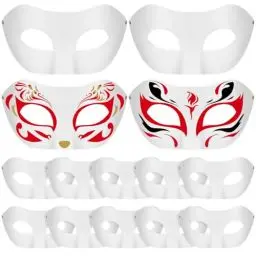 Produktbild: Garneck 15 Stücke Weiße Halbes Gesicht Masken - Unbemalte Rohlinge Zum DIY Bemalen Für Halloween - Maskerade Cosplay Und Kreative Partys Masken Set