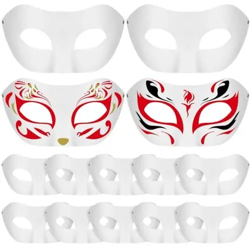 Produktbild: Toddmomy 15 Stücke Weiße Masken Halloween Einfache Weiße Masken Halbes Gesicht Unbemalte Maskerademasken zum Dekorieren von DIY Malerei Maskerade Cosplay Party