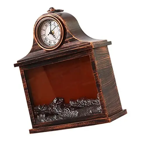 Produktbild: Garneck 1Stk Flamme Windlaterne Ornament Dekor Rentier-Votivkerzenhalter Retro-Kaminlicht Schwarze Kerzenhalter wanduhr weihnachtsdeko alte kaminlampe Desktop-Kaminlampe Plastik Coffee