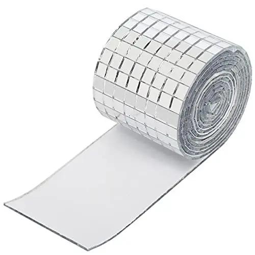 Produktbild: Garneck 1rolle Selbstklebende Mosaik Wandaufkleber Glasfliesen Spiegelmosaik Für Kreative Wohnraumgestaltung Langlebig Einfach Anzubringen Vielseitig Einsetzbar Silberne Wanddekoration