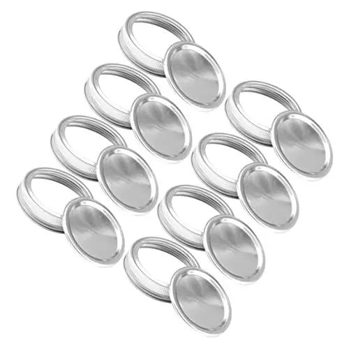 Produktbild: Garneck 24 Stück Aluminium-glasdeckel Wiederverwendbar Luftdicht Einmachdeckel Geteiltes Design Auslaufsicher Einfach Zu Verwenden Für Die Aufbewahrung Von Lebensmitteln