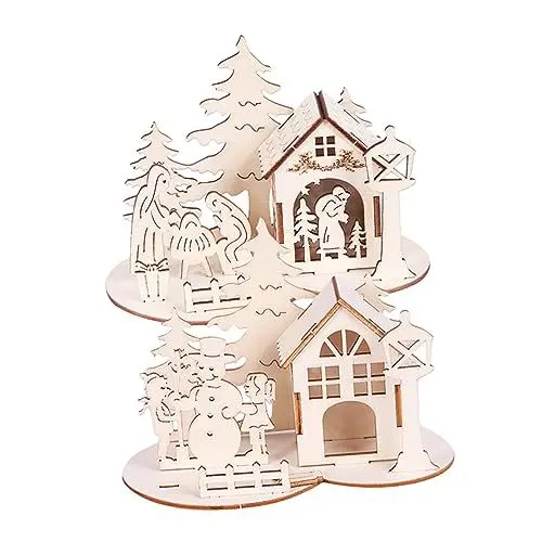 Produktbild: Garneck 1 Satz 2 STK Weihnachts-Mosaik-Ornamente Weihnachtsverzierung der Kabine Mini-Weihnachtsszenenhäuser weihnachtsschmuck Kinder holzdeko Weihnachten Weihnachtshandwerk DIY zubehör