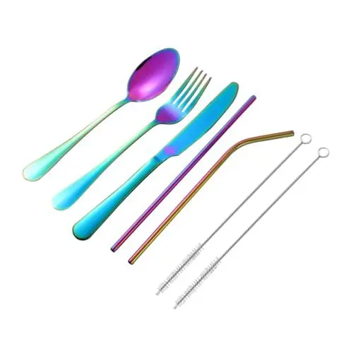Produktbild: Garneck 1 Satz 6St besteckset cutlery set geschir set geschirr set Essbesteck-Set flatware set geschirrset Tischbesteck Set geschirr-sets utensils set Essgeschirr-Set Edelstahlstrohhalme