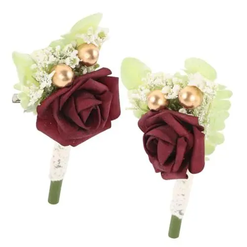 Produktbild: Garneck Künstliche Blumen Corsage Set 2 Stücke Fuchsia Boutonniere Für Hochzeit Bräutigam Brautjungfer Braut