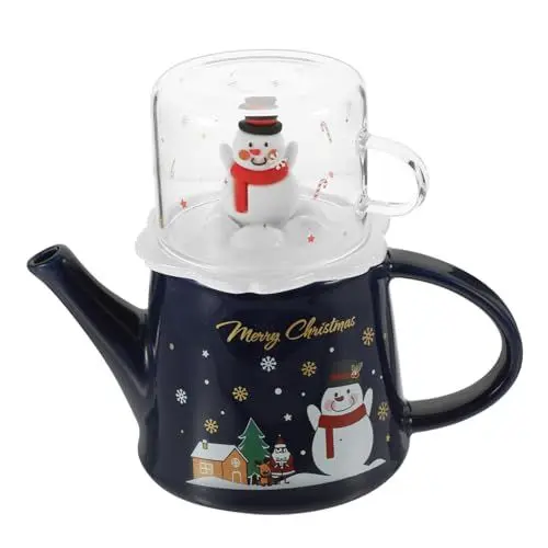 Produktbild: Garneck Keramik Sets Topf Tasse Set Retro Weihnachten Elegante Weihnachten Präsentieren Tasse Tee Trinken Versorgung