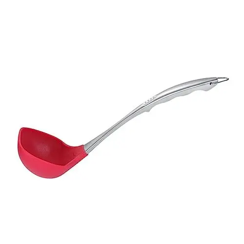 Produktbild: Garneck 1pc Rot Silikon Suppenkelle Edelstahl Griff Hitzebeständig Kochgeschirr