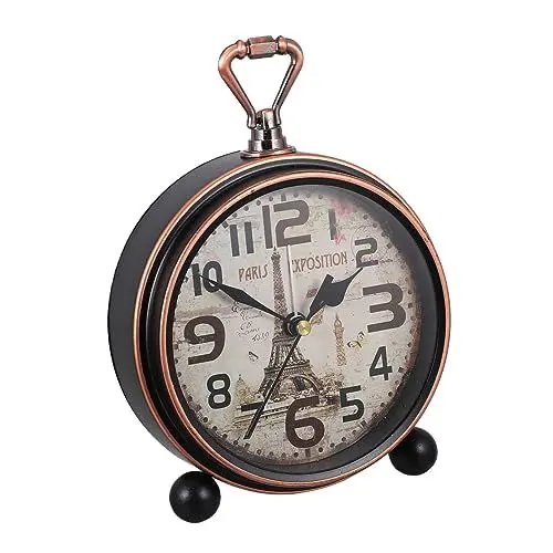 Produktbild: Garneck 1stk Tischuhr Batteriebetriebene Uhr Lauter Wecker Schreibtisch-dekor Tisch Schreibtisch Zeituhr Stiller Wecker Schlafzimmer Wecker Weckuhr Eiffelturm Glas Haushalt Reisen