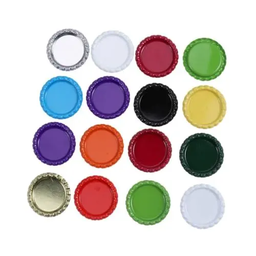 Produktbild: Garneck Aufkleber Für Bierflaschenverschlüsse Kunstharz-flicken-set 34 Mm 200 Stück Bierdeckel-aufkleber Zeitmaterial Zufällige Farben