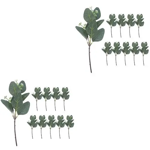 Produktbild: Garneck 2 Sets Eukalyptusblattstiele Großpackung Künstliche Grüne Stiele Robuste Kunst-eukalyptuspflanze für Wandbehang Dekoration 10 Stück