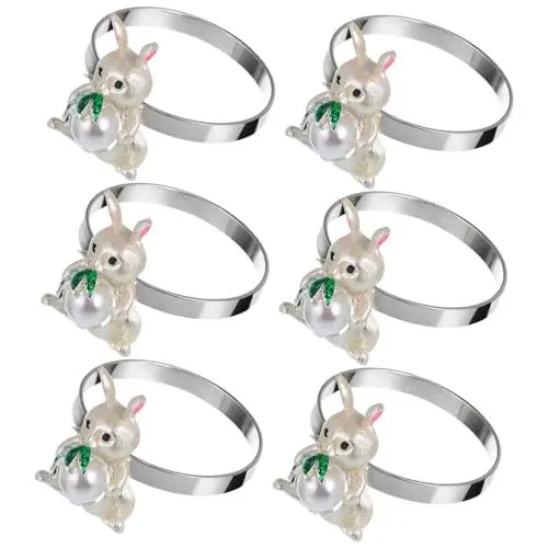 Produktbild: Garneck 20 Stück Ostern Serviettenringe Hase Aus Metall – Elegante Serviettenschnallen Für Die Festliche Tischdekoration Bei Ostern - Partys Und Frühlingsfeiern