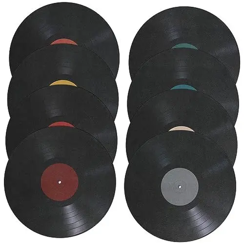 Produktbild: Garneck 24 STK Schallplattendekoration Schallplattenausschnitte Plattenaufkleber Alte Schallplatten-wanddekoration Cd-wandkunst Gefälschte Vinyl-schallplatten PVC Frankreich