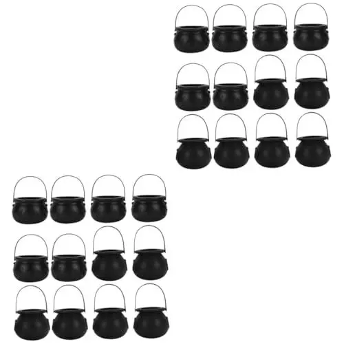 Produktbild: Garneck 24 Stk Halloween-hexenglas Halloween-partyzubehör Requisiten Für Hexenkostüme Halloween-einkaufstasche Mini-halloween-süßigkeitshalter Mini Schwarzer Kind Tragbar Krug