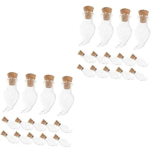 Produktbild: Garneck 24 Stk Zauberglas Trankflaschen Halloween-dekor Kleine Glasflaschen Glas-container Korkstopfen Glasflaschen Mini-nachrichtenglas Kleine Gläser Miniatur Medizinflasche Holz