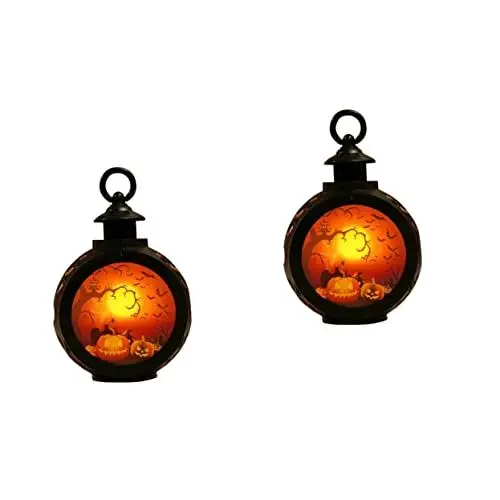 Produktbild: Garneck 2St Halloween-Kürbislaterne hängende Halloween-Laterne Halloween-Kürbislicht Halloween Pumpkin Lantern Halloween Home Decor Kürbis Lichter Laternen dekorativ im Freien Glas