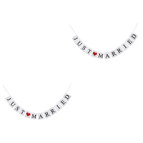 Produktbild: Garneck 2St Hochzeitsfeier-Dekoration hochzeitsschild hochzeitsbanner the wedding party hochzeitsdeco Frisch verheiratetes Banner wedding decoration gerade verheiratetes Banner Papierfahne